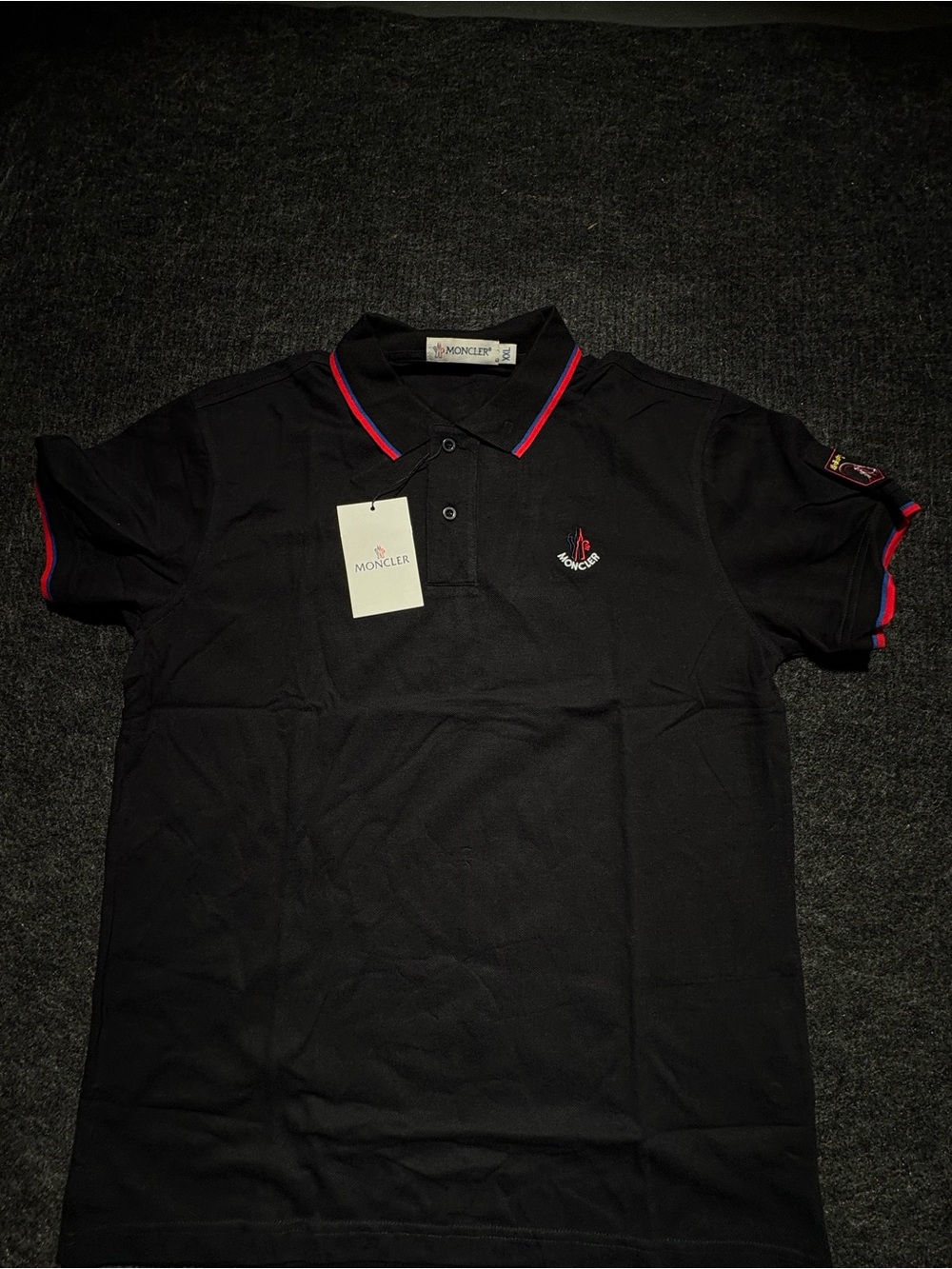 Moncler Men's Black Polo Shirt Size 2XL